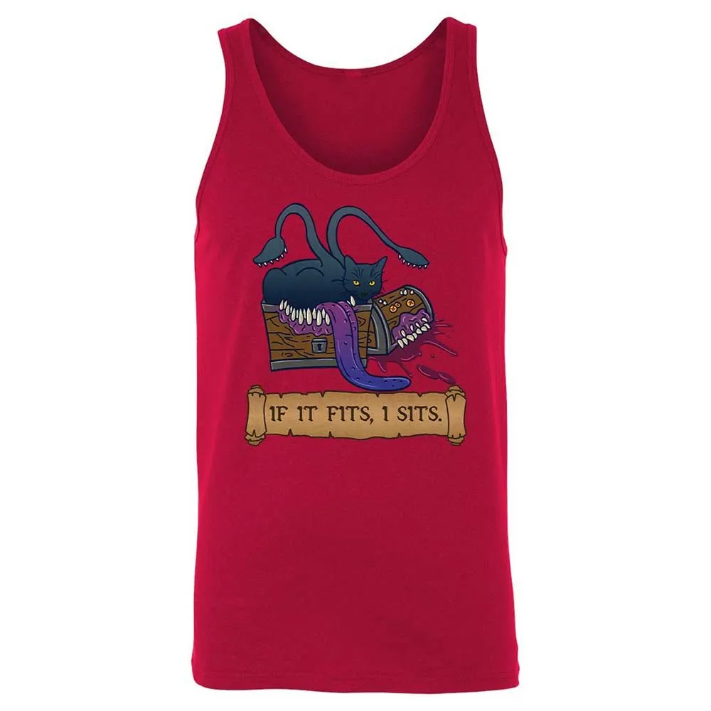 If It Fits I Sits Unisex Jersey Tank - Red - 3