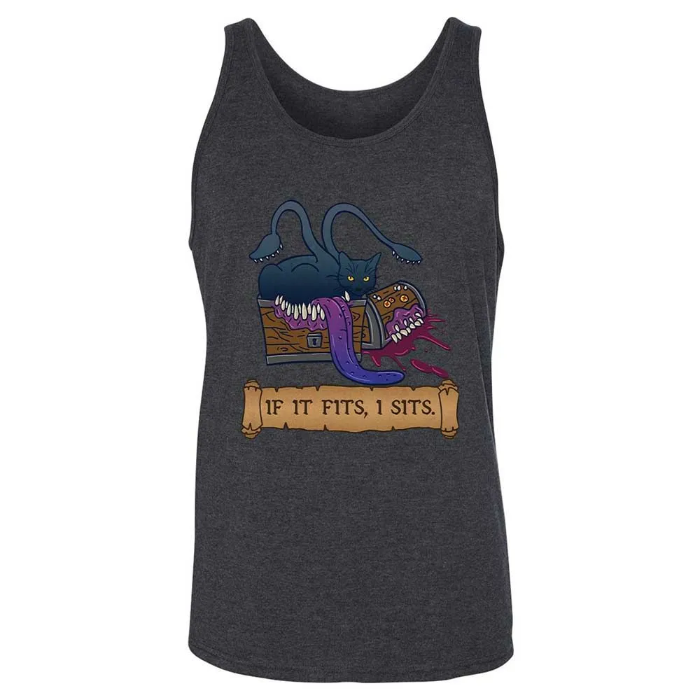 If It Fits I Sits Unisex Jersey Tank - Dark Grey Heather - 10