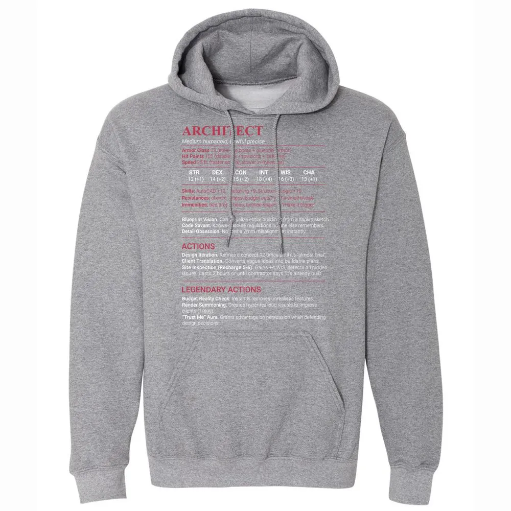 Architect Stats Classic Unisex Hoodie - Graphite Heather - 4