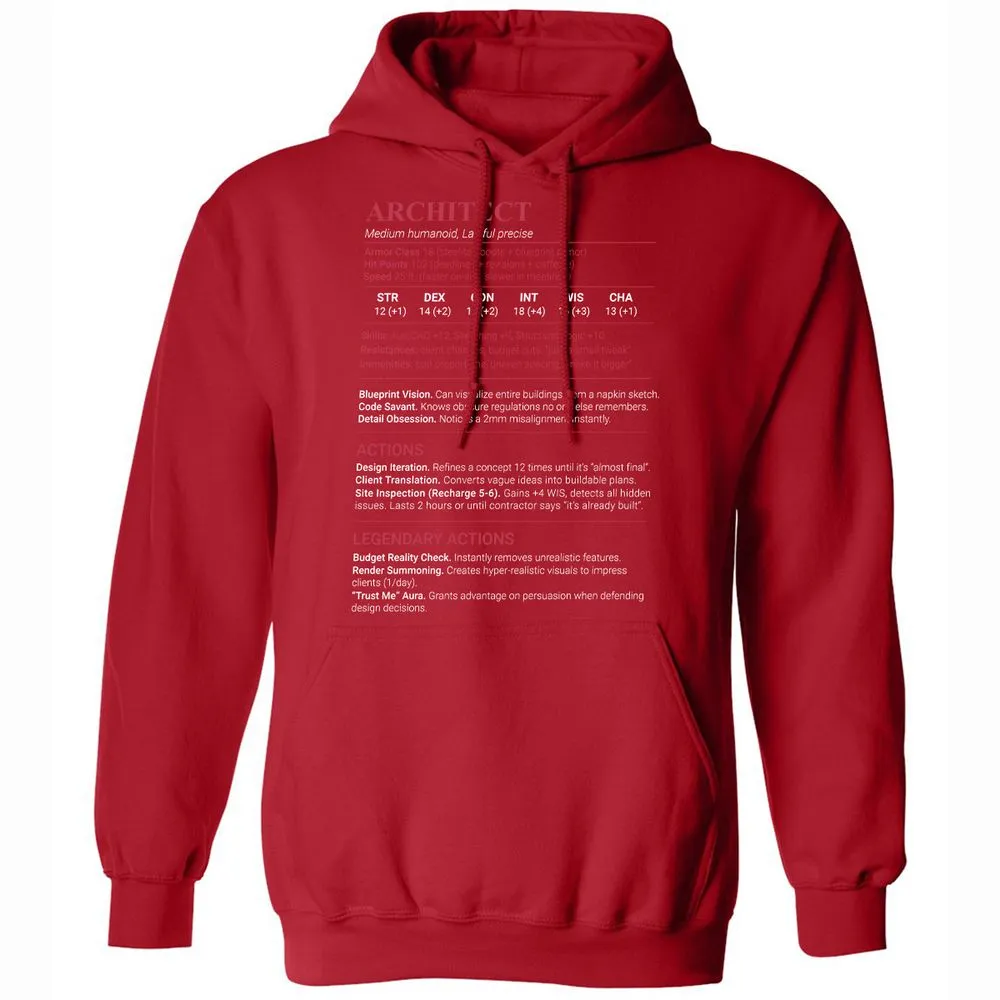 Architect Stats Classic Unisex Hoodie - Red - 10