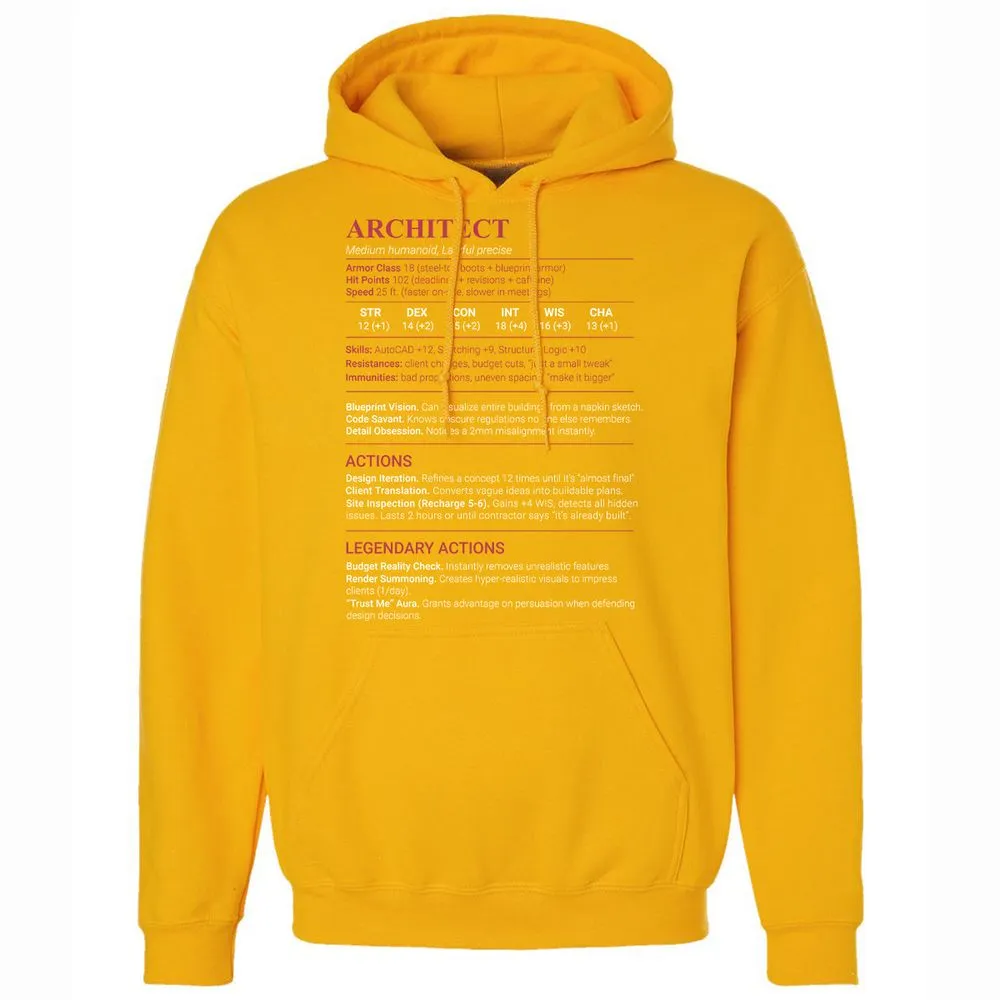 Architect Stats Classic Unisex Hoodie - Gold - 15
