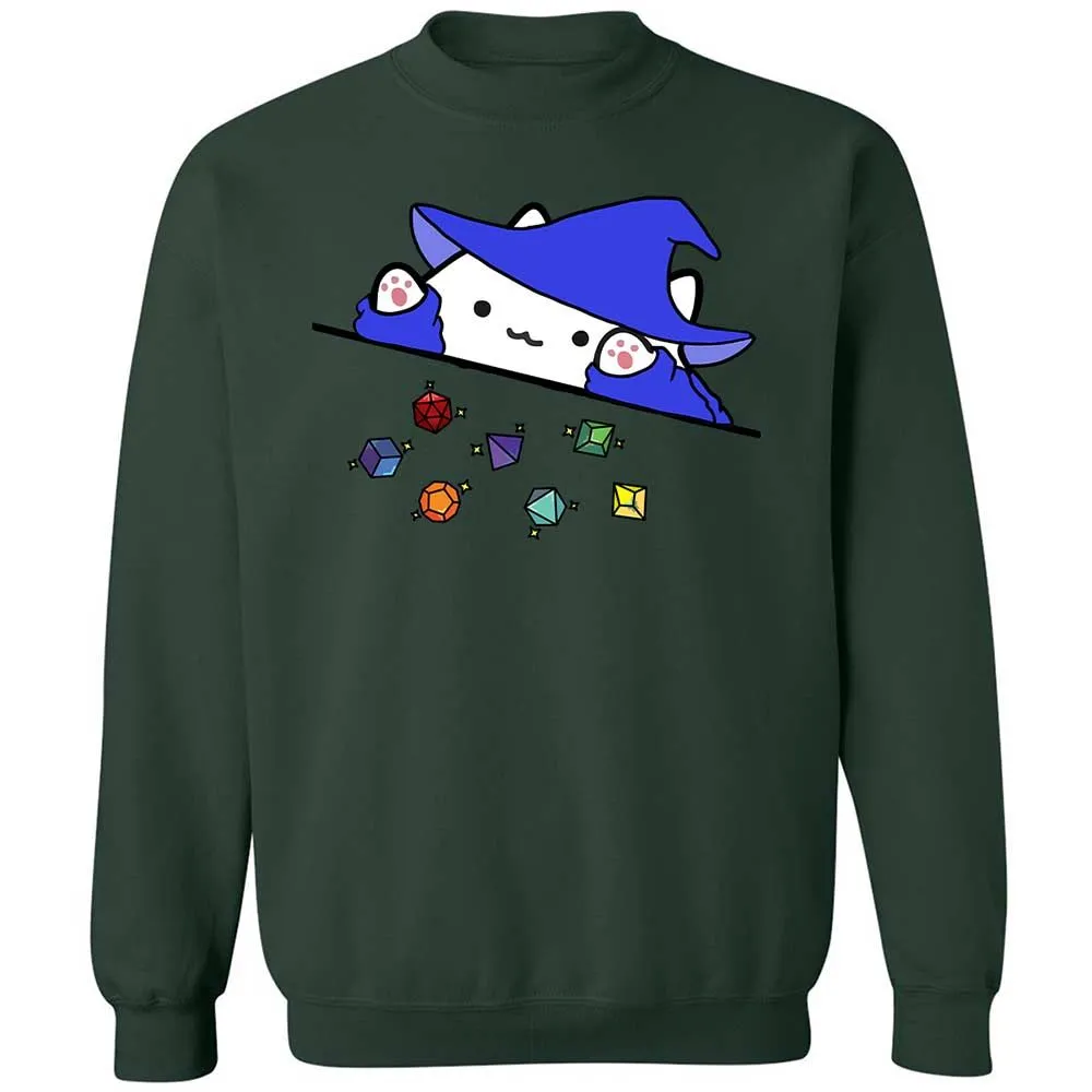Cat Throws Dices Classic Unisex Sweatshirt - Forest Green - 17