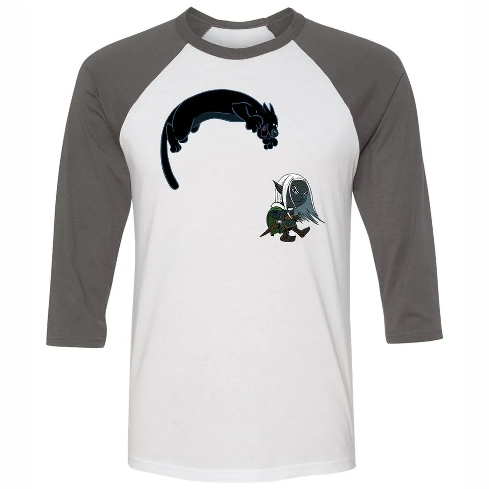 Drizzt and Guenhwyvar Unisex 3/4 Baseball Tee - White/Asphalt - 2