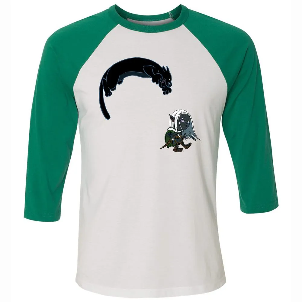 Drizzt and Guenhwyvar Unisex 3/4 Baseball Tee - White/Kelly - 6