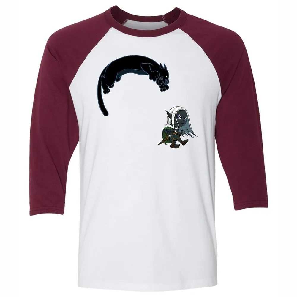 Drizzt and Guenhwyvar Unisex 3/4 Baseball Tee - White/Maroon - 7