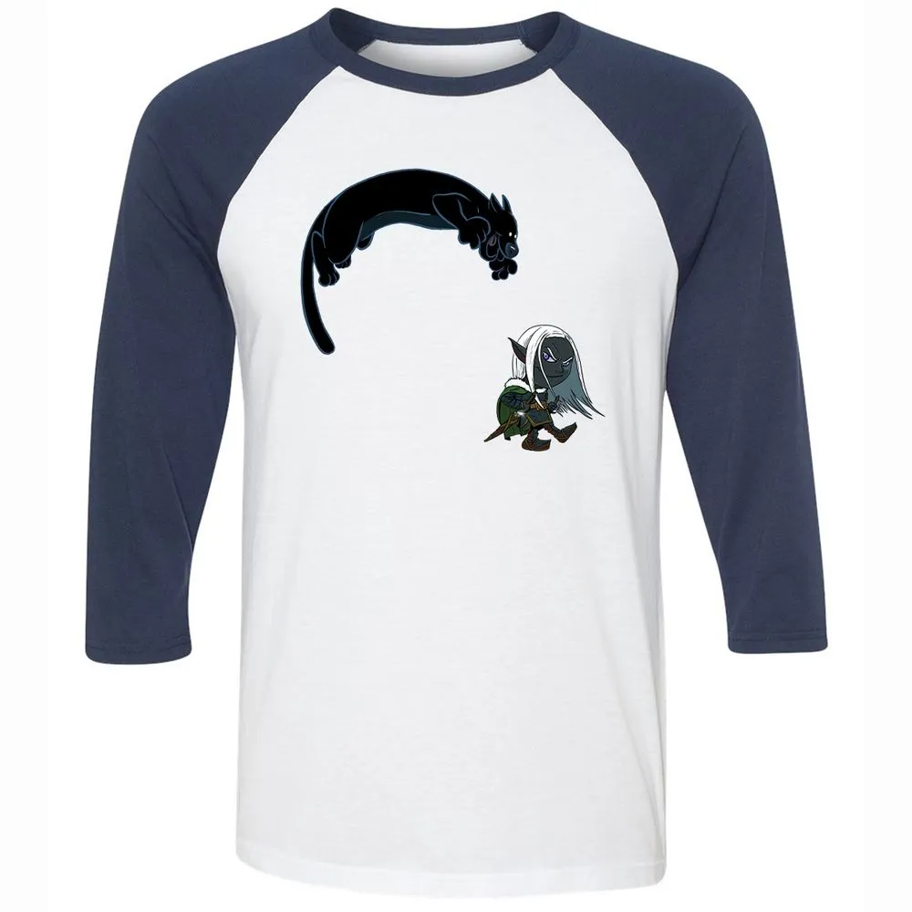 Drizzt and Guenhwyvar Unisex 3/4 Baseball Tee - White/Navy - 8