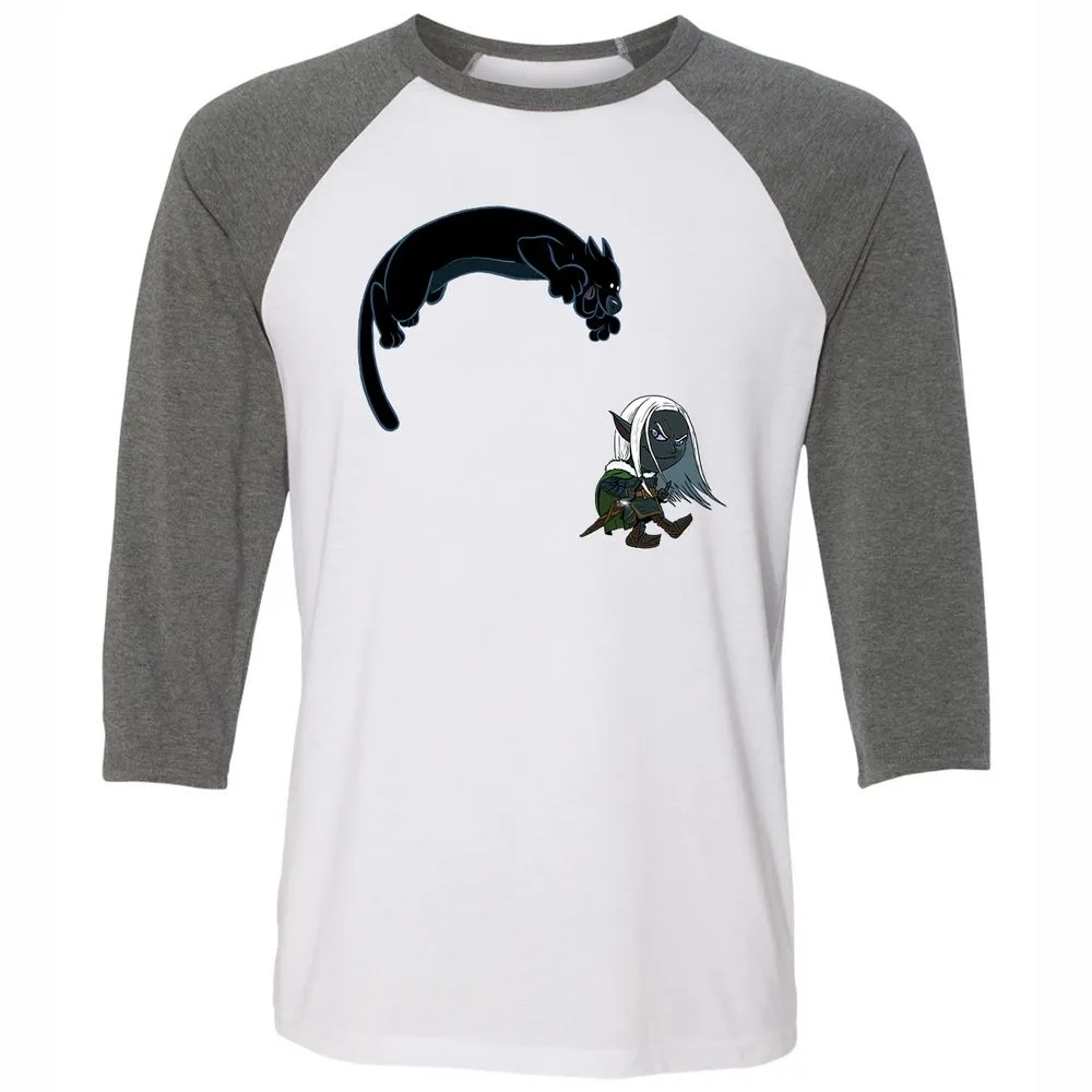 Drizzt and Guenhwyvar Unisex 3/4 Baseball Tee - White/Deep Heather - 11