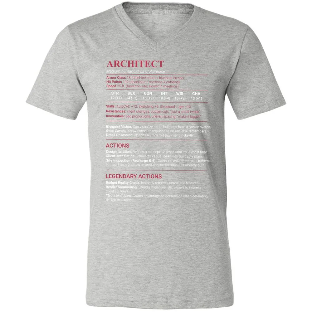Architect Stats Unisex V-Neck T-Shirt - Athletic Heather - 15