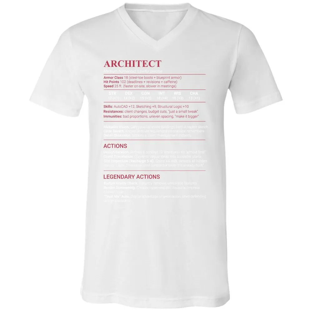 Architect Stats Unisex V-Neck T-Shirt - White - 16
