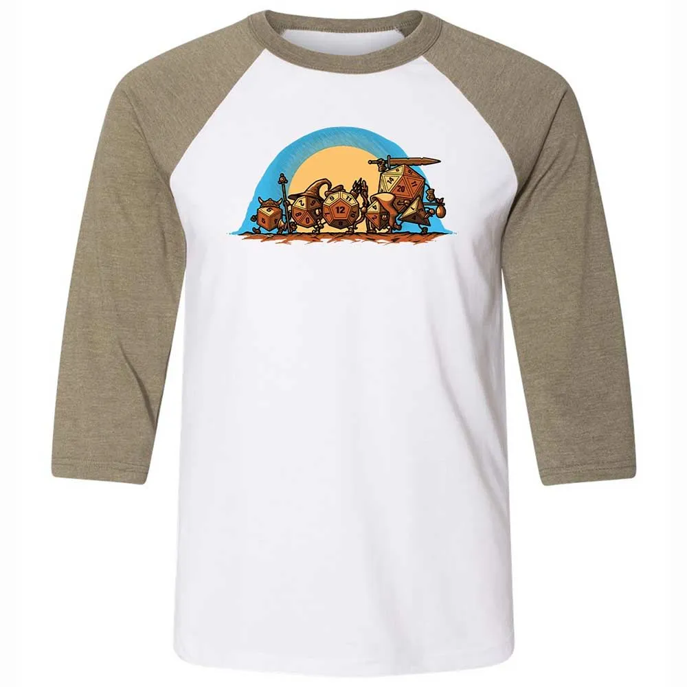 The Fellowship Of The Dice Unisex 3/4 Baseball Tee - White/Heather Olive - 4