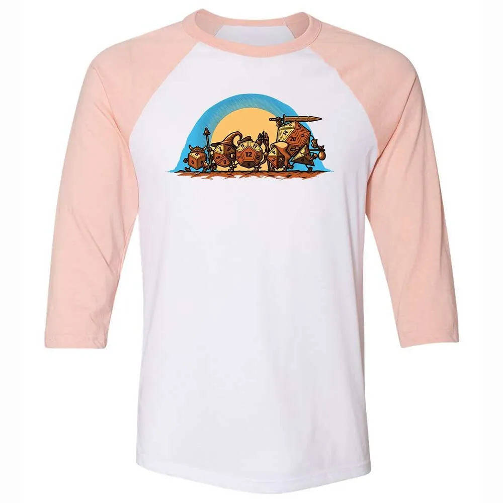 The Fellowship Of The Dice Unisex 3/4 Baseball Tee - White/Heather Peach - 5
