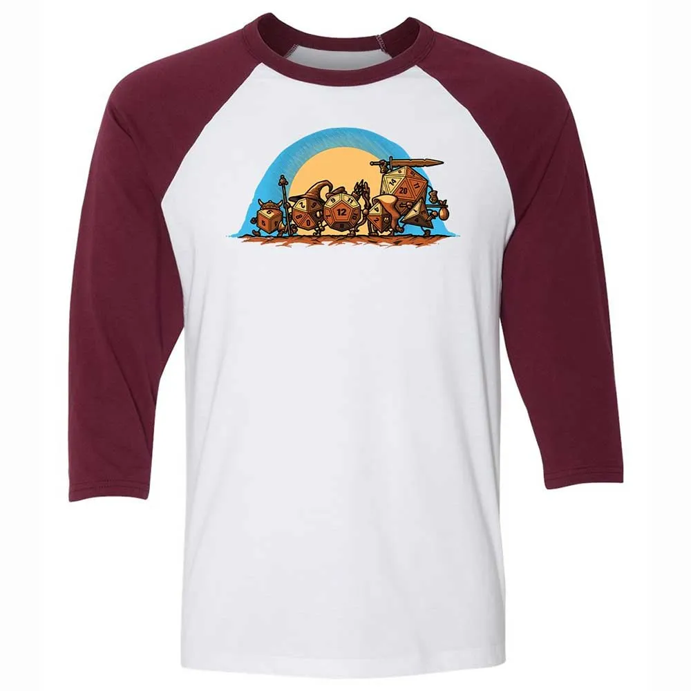 The Fellowship Of The Dice Unisex 3/4 Baseball Tee - White/Maroon - 7