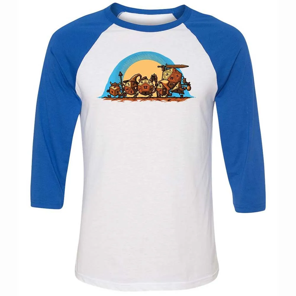 The Fellowship Of The Dice Unisex 3/4 Baseball Tee - White/True Royal - 10