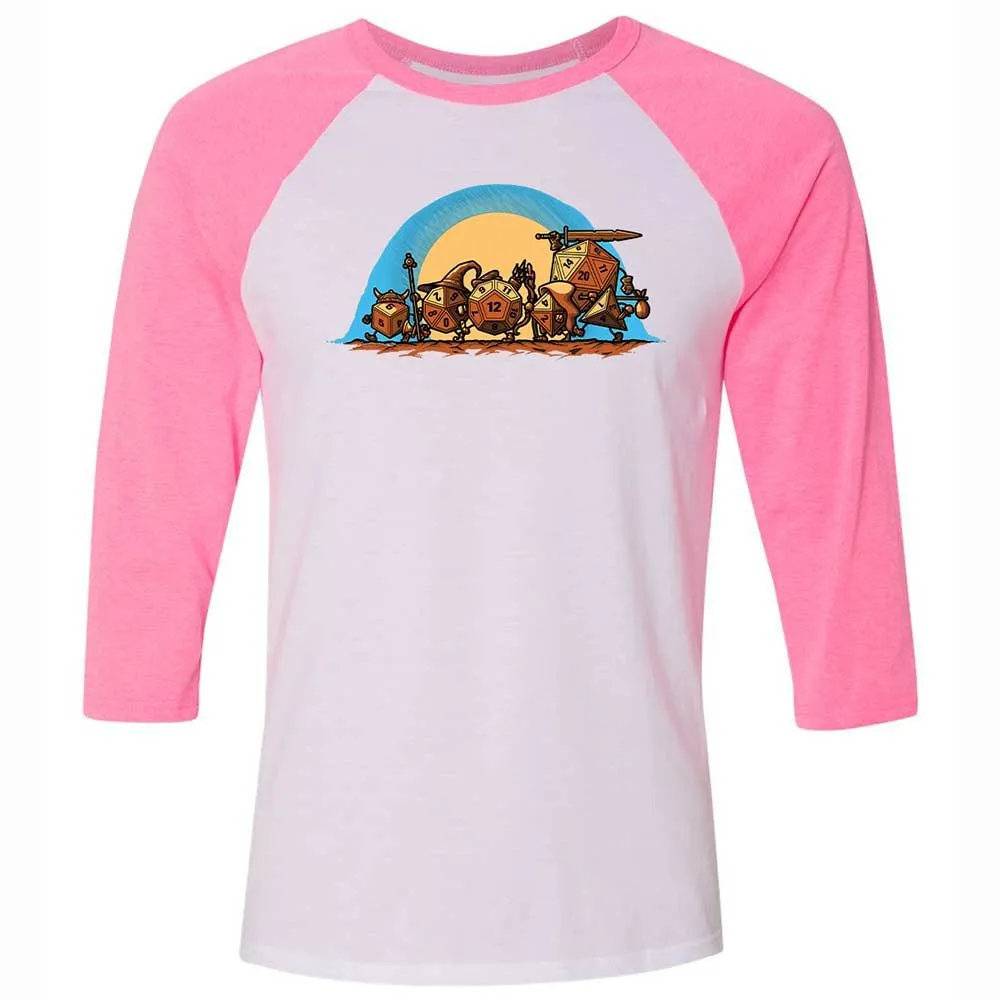 The Fellowship Of The Dice Unisex 3/4 Baseball Tee - White/Neon Pink - 12