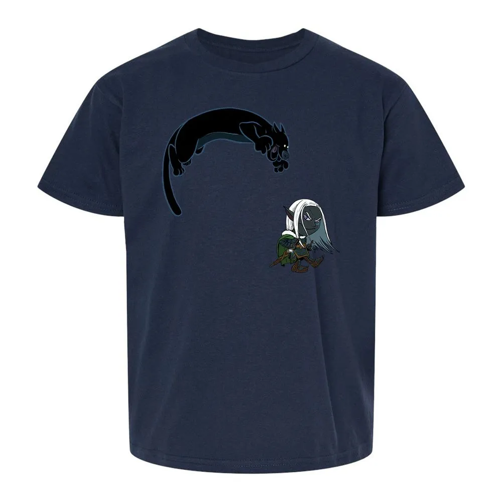 Drizzt and Guenhwyvar Kids T-Shirt - Navy - 8