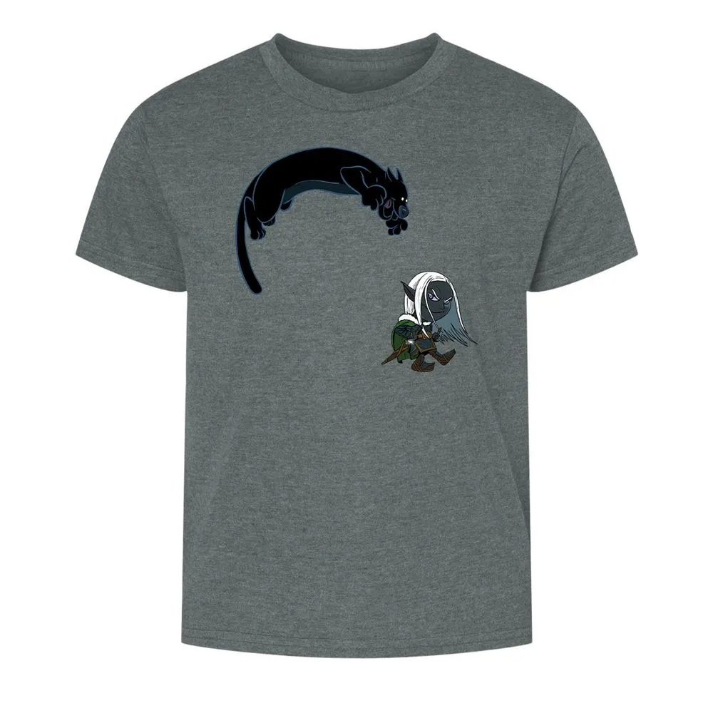 Drizzt and Guenhwyvar Kids T-Shirt - Dark Heather - 16