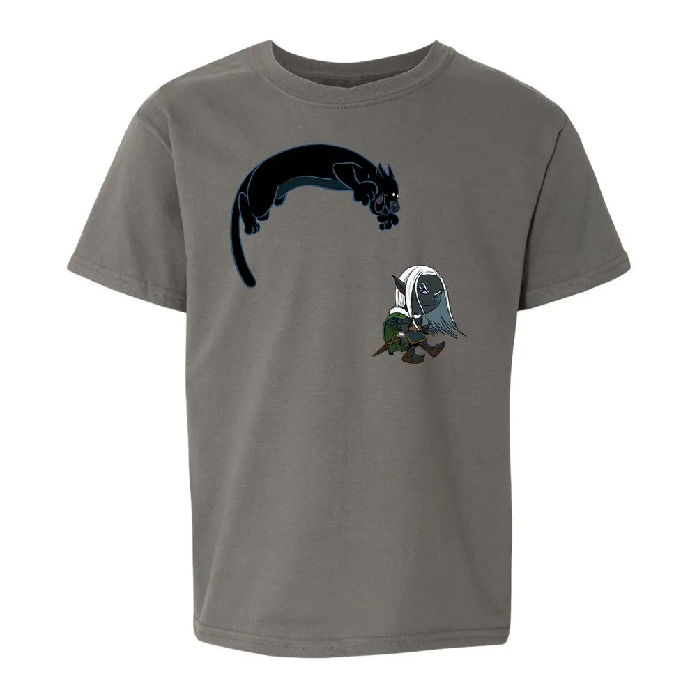 Drizzt and Guenhwyvar Kids T-Shirt - Charcoal - 17
