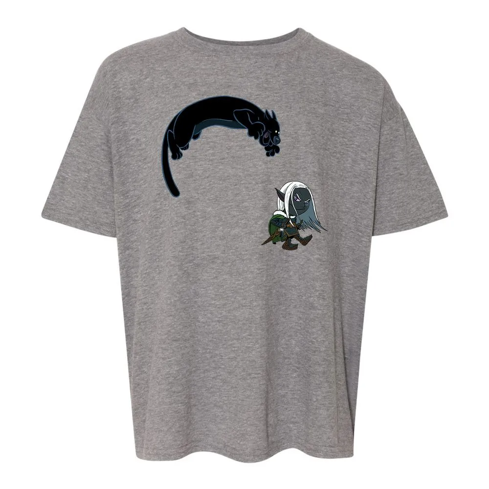 Drizzt and Guenhwyvar Kids T-Shirt - Graphite Heather - 18