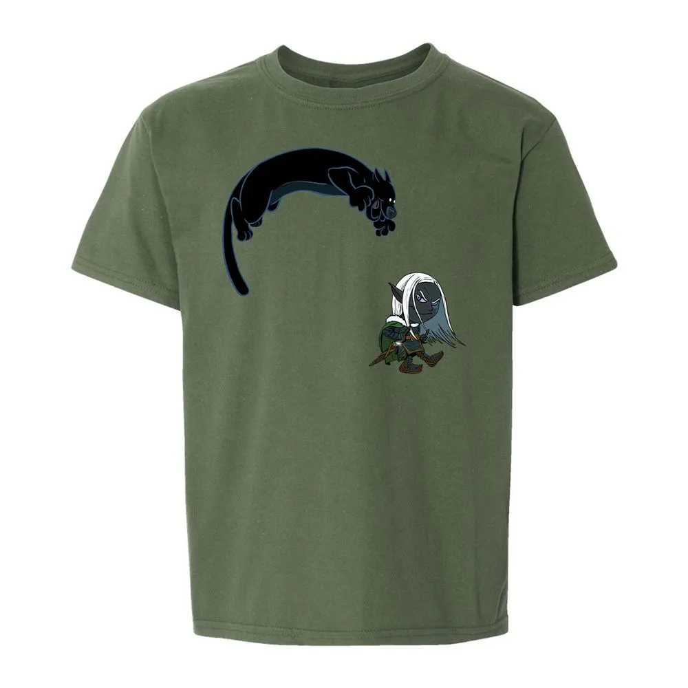 Drizzt and Guenhwyvar Kids T-Shirt - Military Green - 20