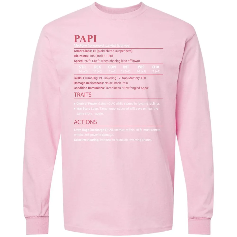 Papi Stats Long Sleeve T-Shirt - Light Pink - 16