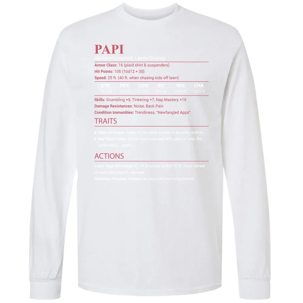 Papi Stats Long Sleeve T-Shirt - White - 17