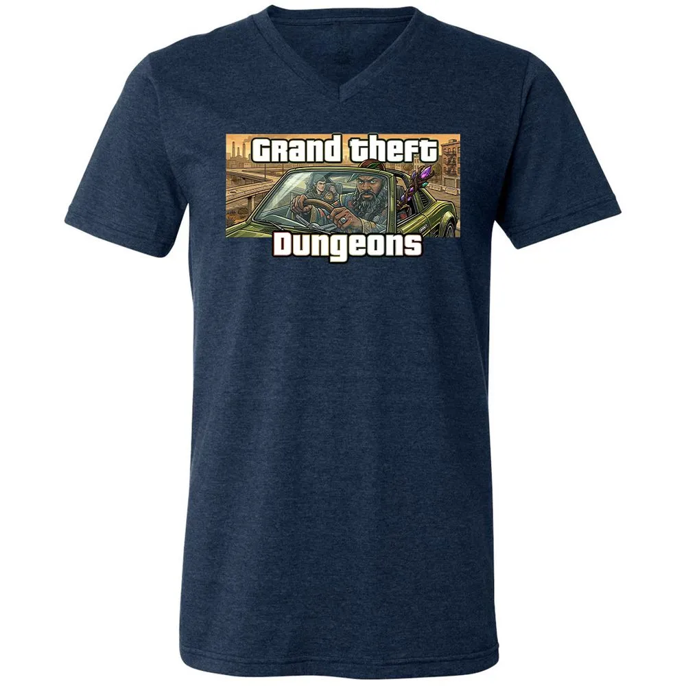 Grand Theft Dungeons Unisex V-Neck T-Shirt - Heather Navy - 3