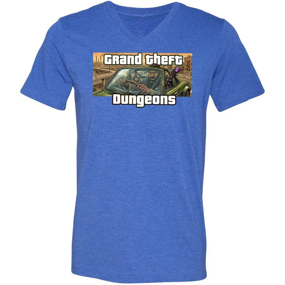 Grand Theft Dungeons Unisex V-Neck T-Shirt - Heather True Royal - 5