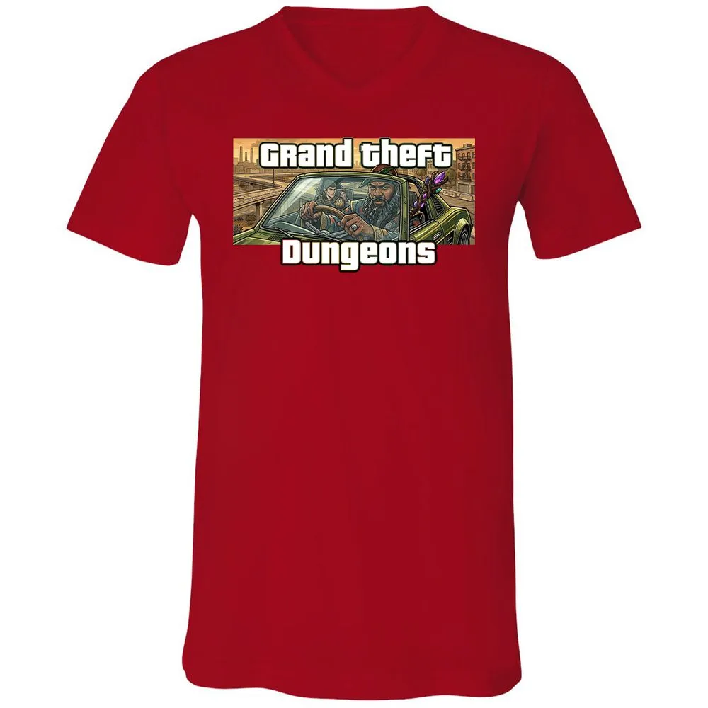 Grand Theft Dungeons Unisex V-Neck T-Shirt - Red - 6