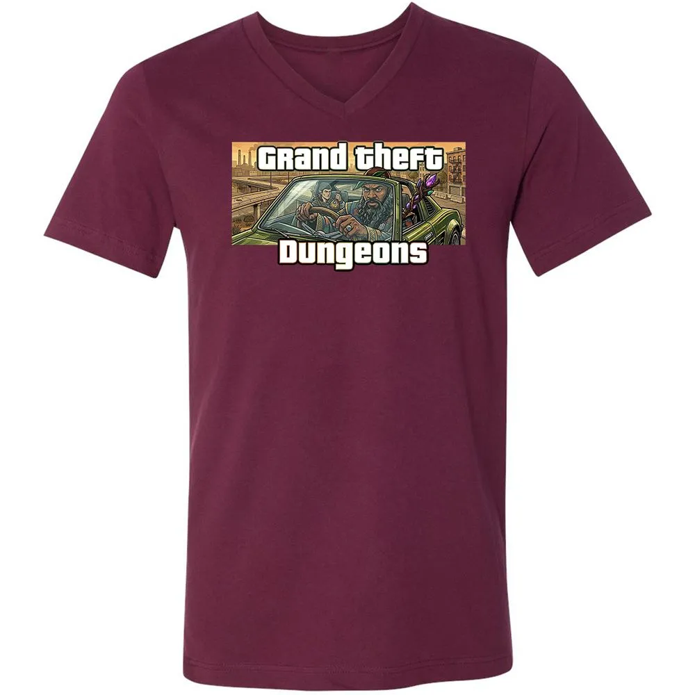 Grand Theft Dungeons Unisex V-Neck T-Shirt - Maroon - 8