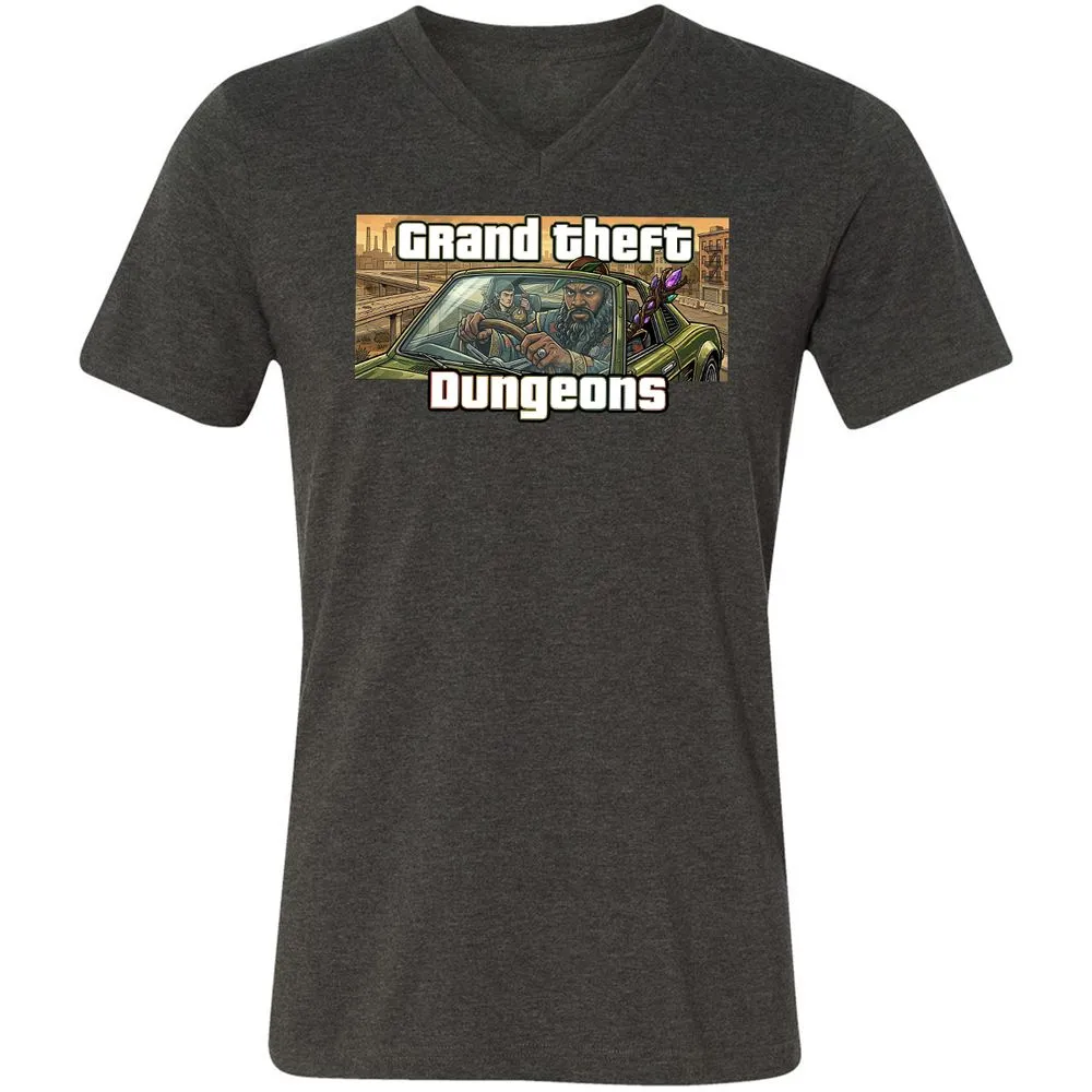 Grand Theft Dungeons Unisex V-Neck T-Shirt - Dark Grey Heather - 9