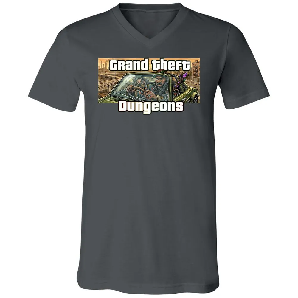 Grand Theft Dungeons Unisex V-Neck T-Shirt - Asphalt - 13