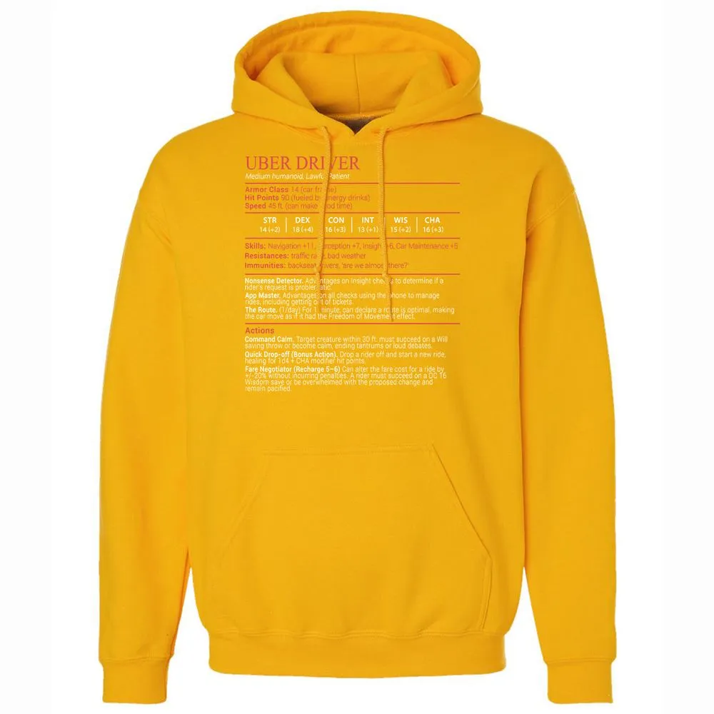 Uber Driver Stats Block Classic Unisex Hoodie - Gold - 15