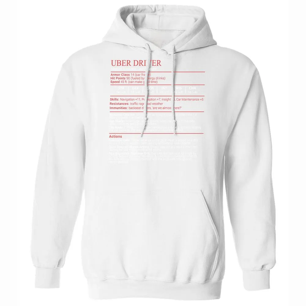 Uber Driver Stats Block Classic Unisex Hoodie - White - 20