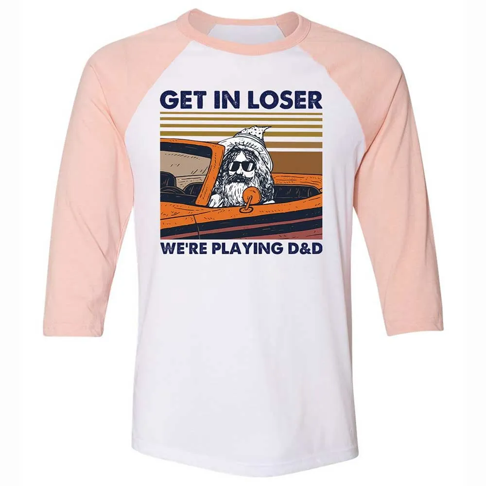 Get in Loser Unisex 3/4 Baseball Tee - White/Heather Peach - 5