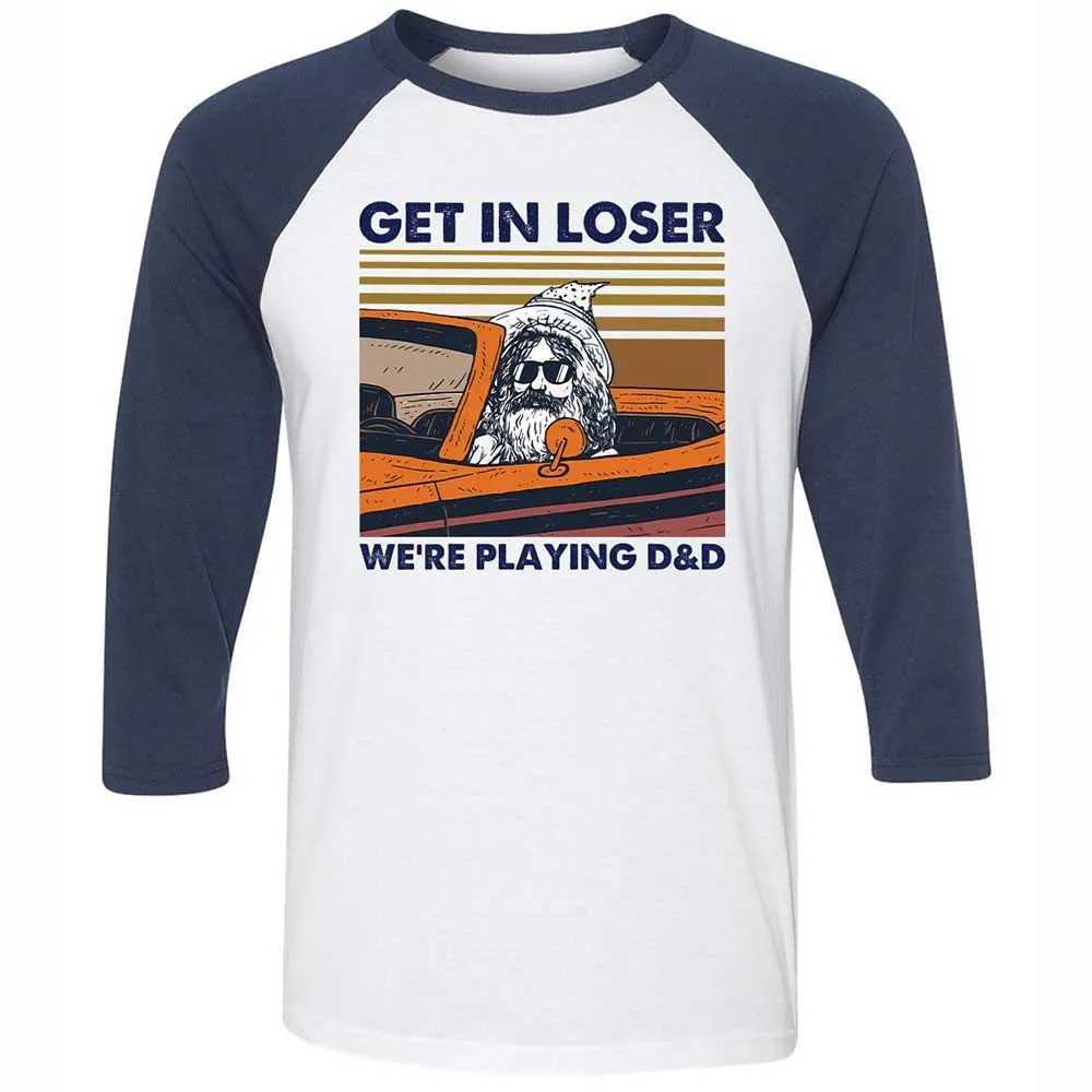 Get in Loser Unisex 3/4 Baseball Tee - White/Navy - 8