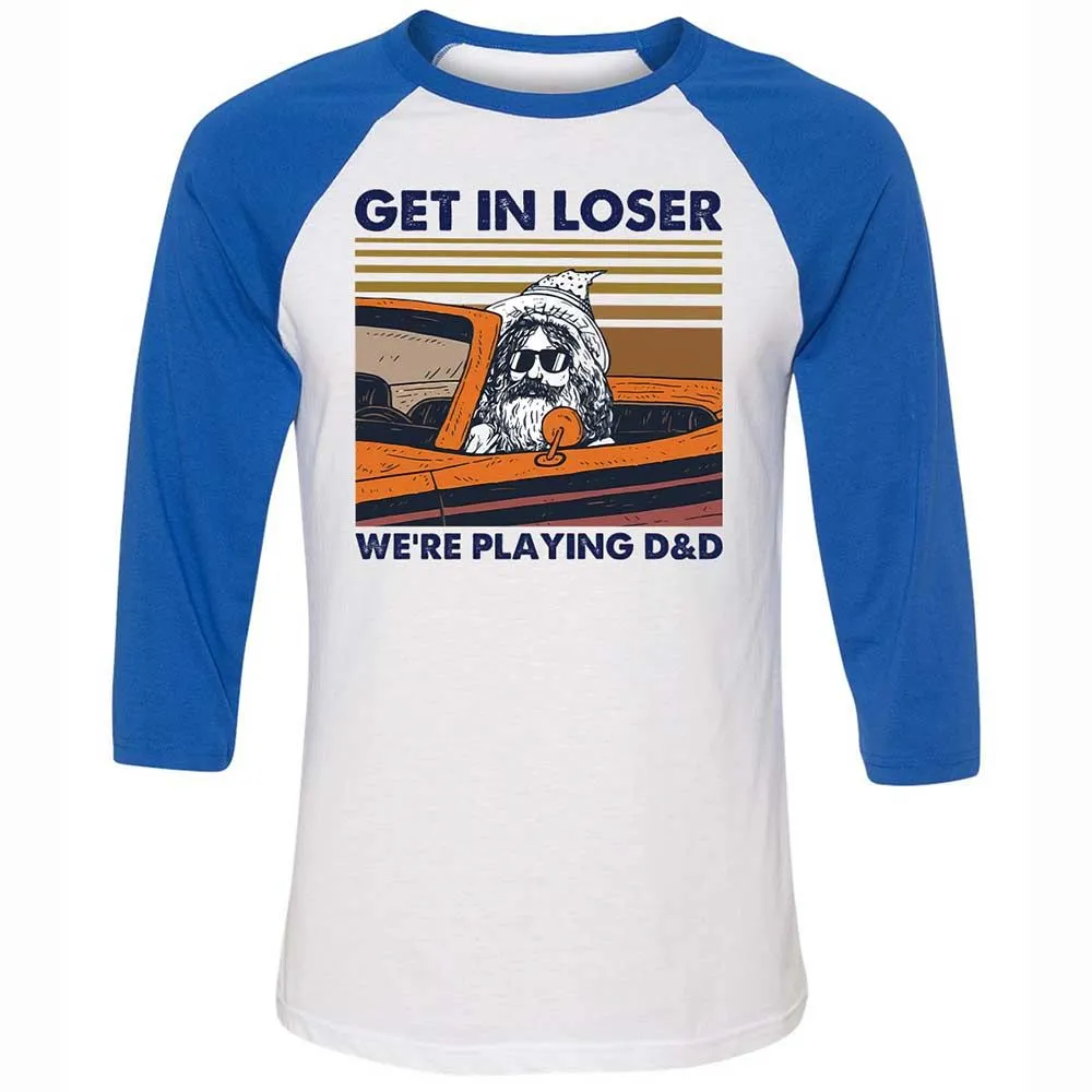 Get in Loser Unisex 3/4 Baseball Tee - White/True Royal - 10