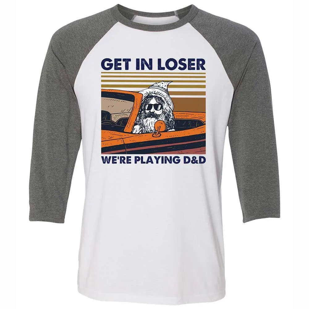 Get in Loser Unisex 3/4 Baseball Tee - White/Deep Heather - 11