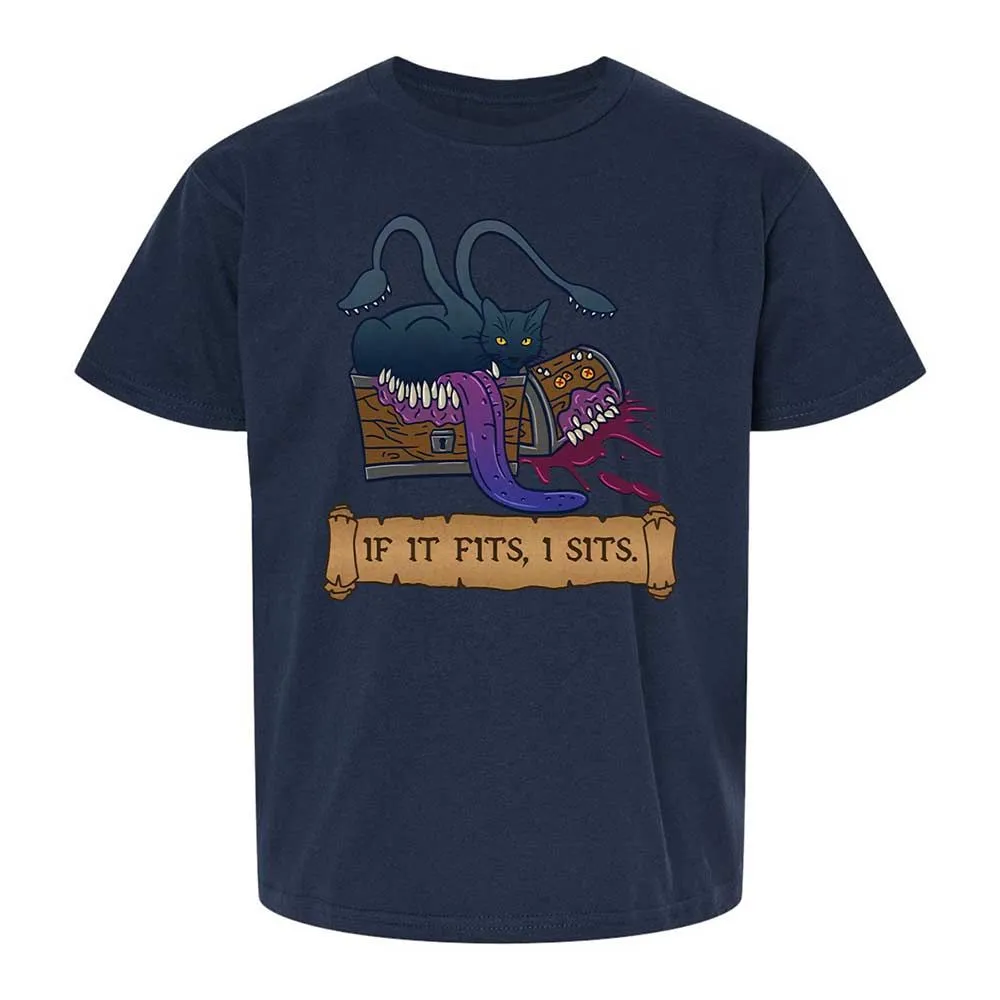 If It Fits I Sits Kids T-Shirt - Navy - 8