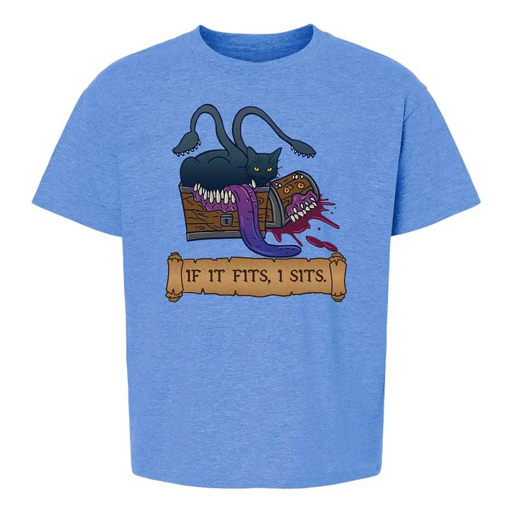If It Fits I Sits Kids T-Shirt - Heather Royal - 14