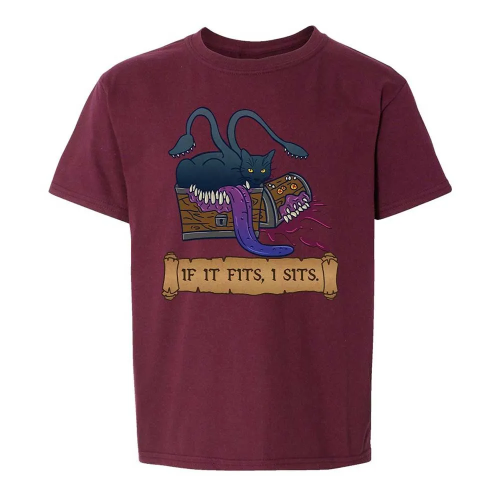 If It Fits I Sits Kids T-Shirt - Maroon - 19