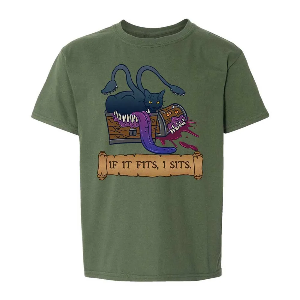 If It Fits I Sits Kids T-Shirt - Military Green - 20