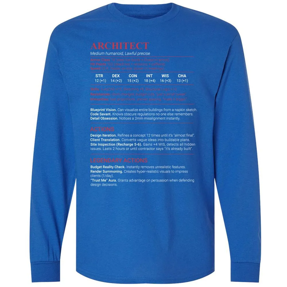 Architect Stats Long Sleeve T-Shirt - Royal - 3