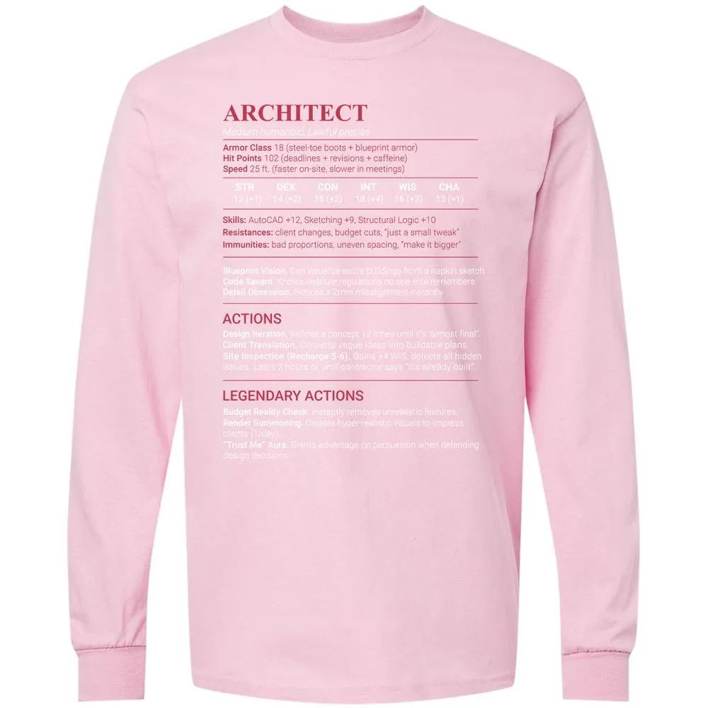 Architect Stats Long Sleeve T-Shirt - Light Pink - 16