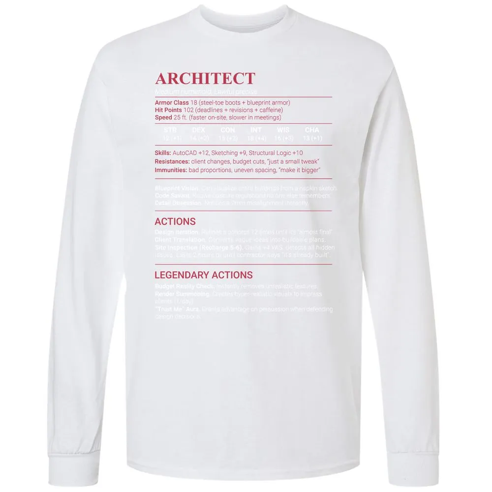 Architect Stats Long Sleeve T-Shirt - White - 17