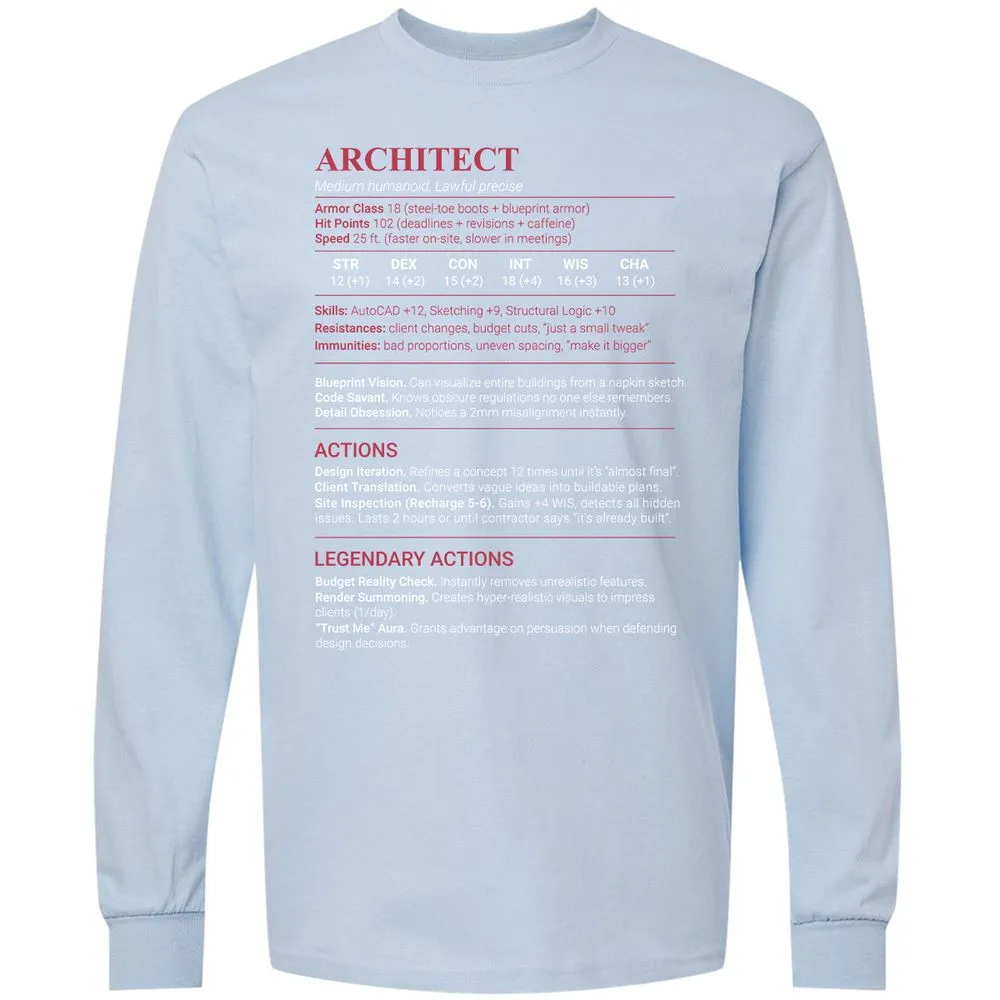 Architect Stats Long Sleeve T-Shirt - Light Blue - 18