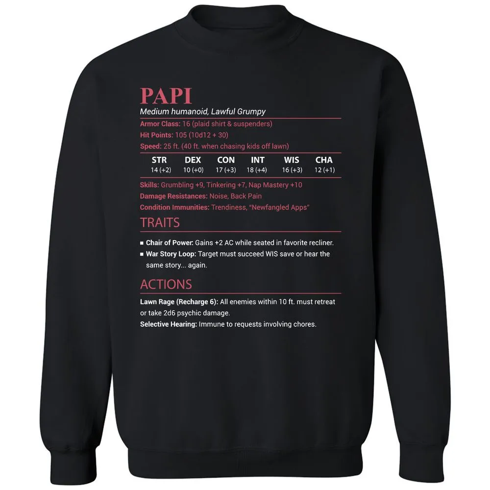 Papi Stats Classic Unisex Sweatshirt - Black - 1