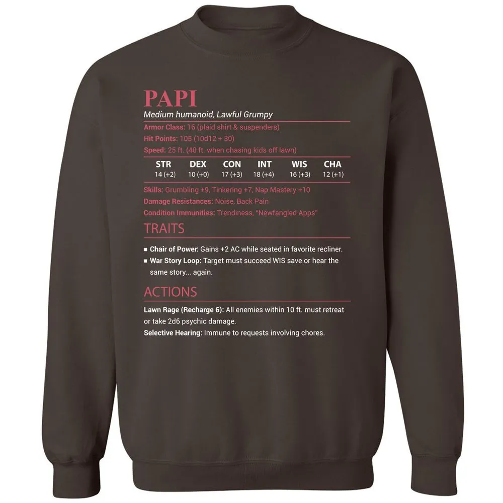 Papi Stats Classic Unisex Sweatshirt - Dark Chocolate - 4