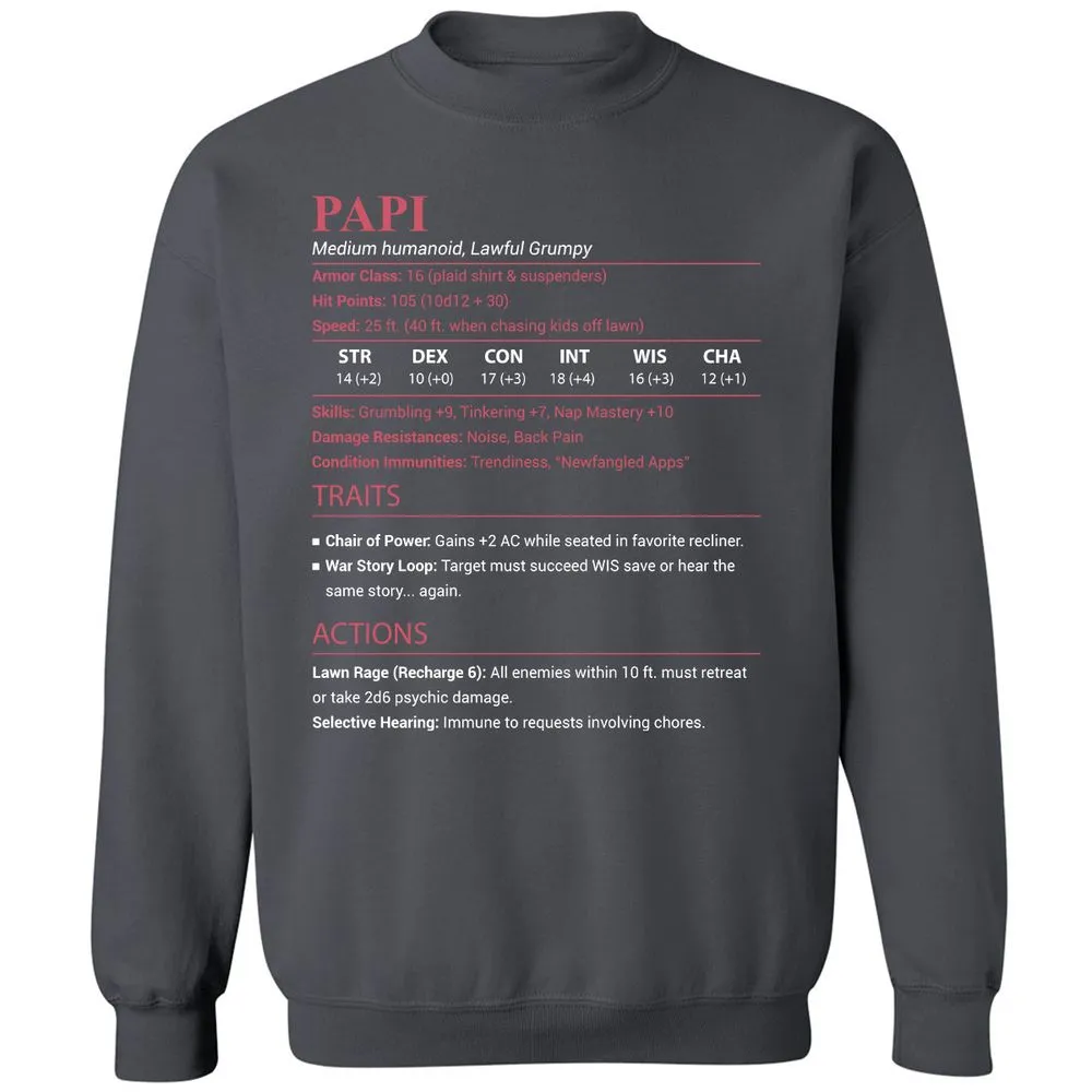 Papi Stats Classic Unisex Sweatshirt - Charcoal - 6