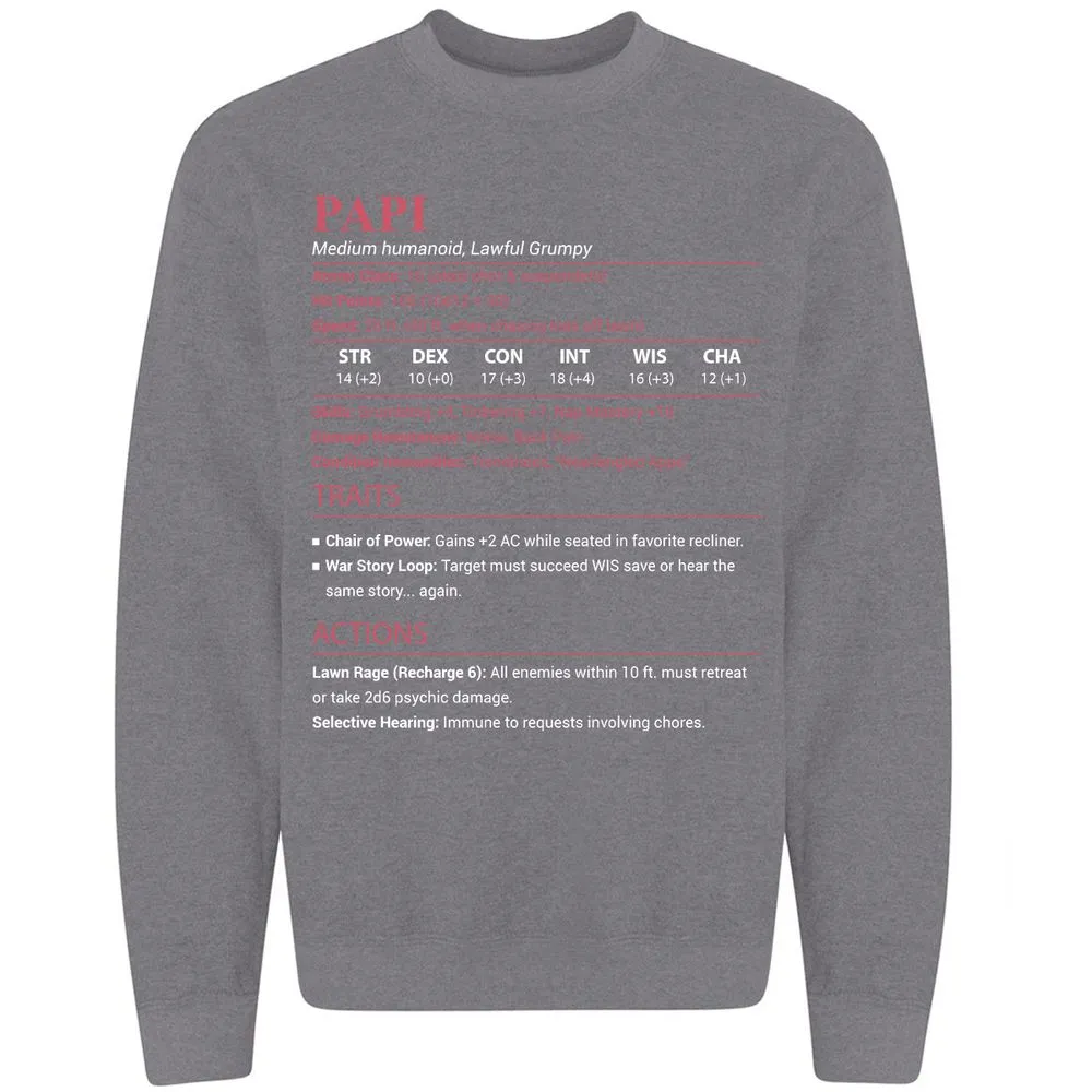Papi Stats Classic Unisex Sweatshirt - Graphite Heather - 7