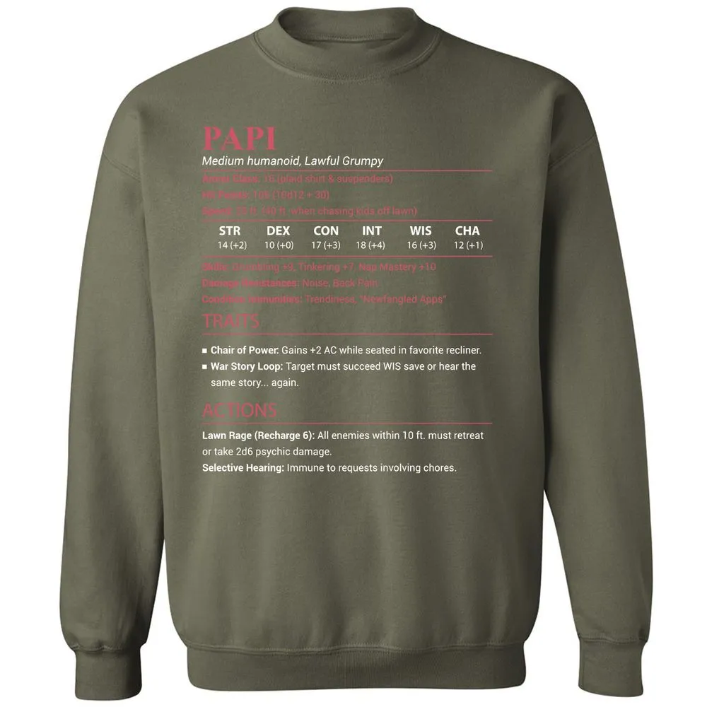 Papi Stats Classic Unisex Sweatshirt - Military Green - 9